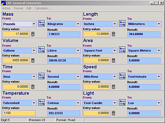 Screenshot aus dem LD Calculator; Copyright: www.paul-pelletier.com