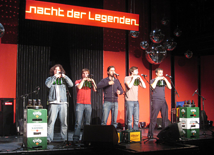 Das GlasBlasSing - Quintett beim Soundcheck zur Nacht der Legenden